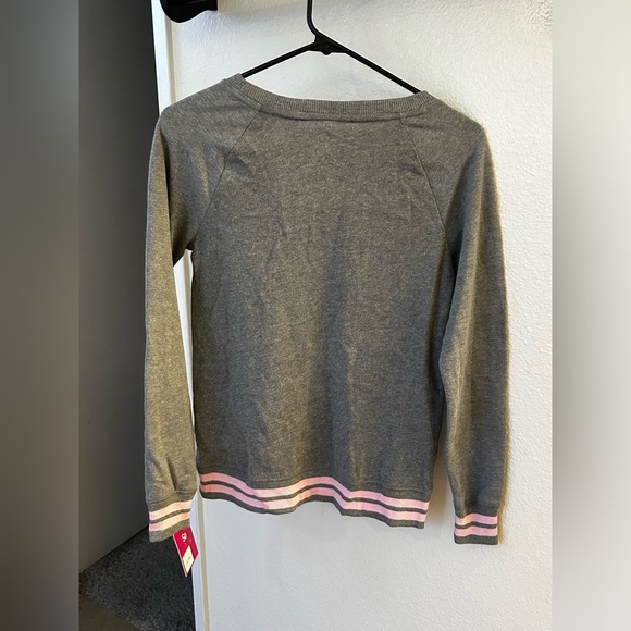 NWT So Girls 10/12 Be Kind Sweater Fuzzy Heart Pink/Gray - Picture 3 of 5